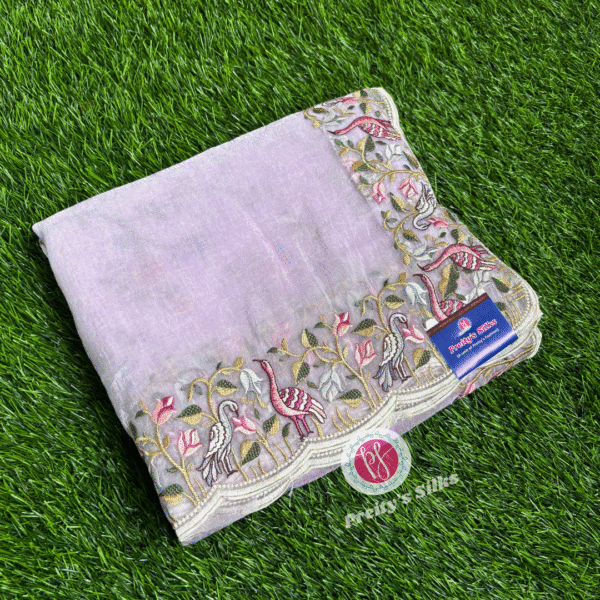Organza saree -Light Lavender -PF20078