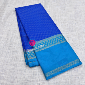 Semi Kanchivaram Saree- Yellow and Navy blue-PF25086